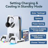 Power Up Your Play: PS5 Stand & Cooling Station with RGB Charger & USB Hub